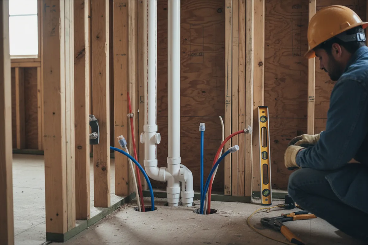 Drain and supply rough-in during Sump Pump Repair in Christmas