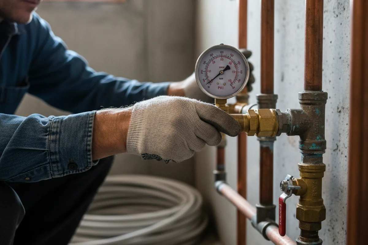 Pressure testing a repaired line during Water Line Repair in Christmas